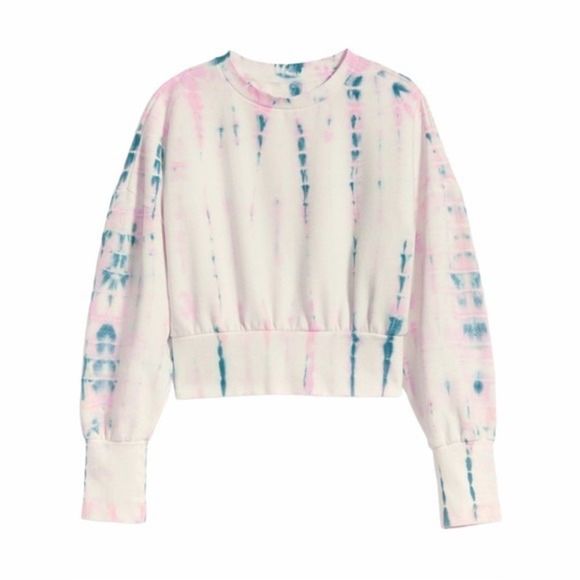 Old navy Loose Tie-Dye Cropped Crew-Neck Sweatshirt for Women - Picture 1 of 14